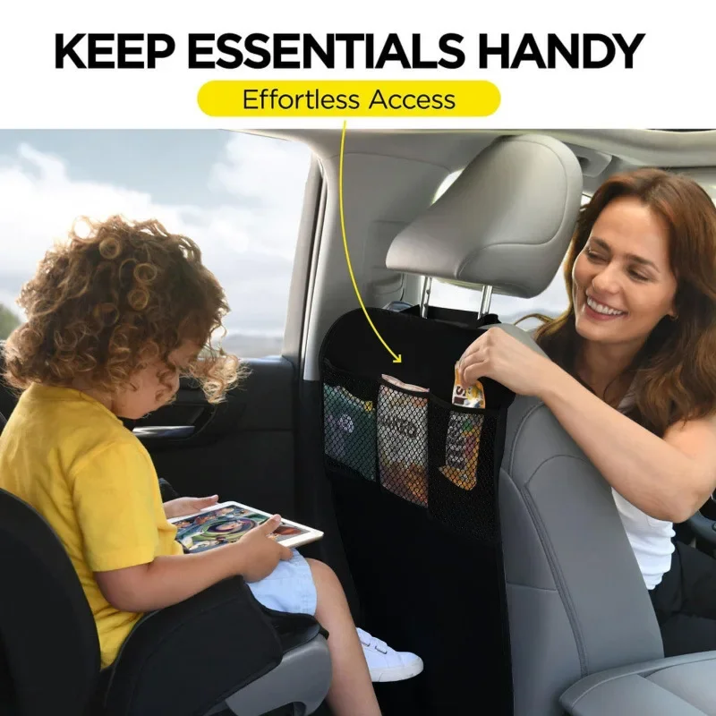 Car Back Seat Cover and Waterproof Kick Mats with 3 Pockets Car Back Seat Cover and Waterproof Kick Mats with 3 Pockets