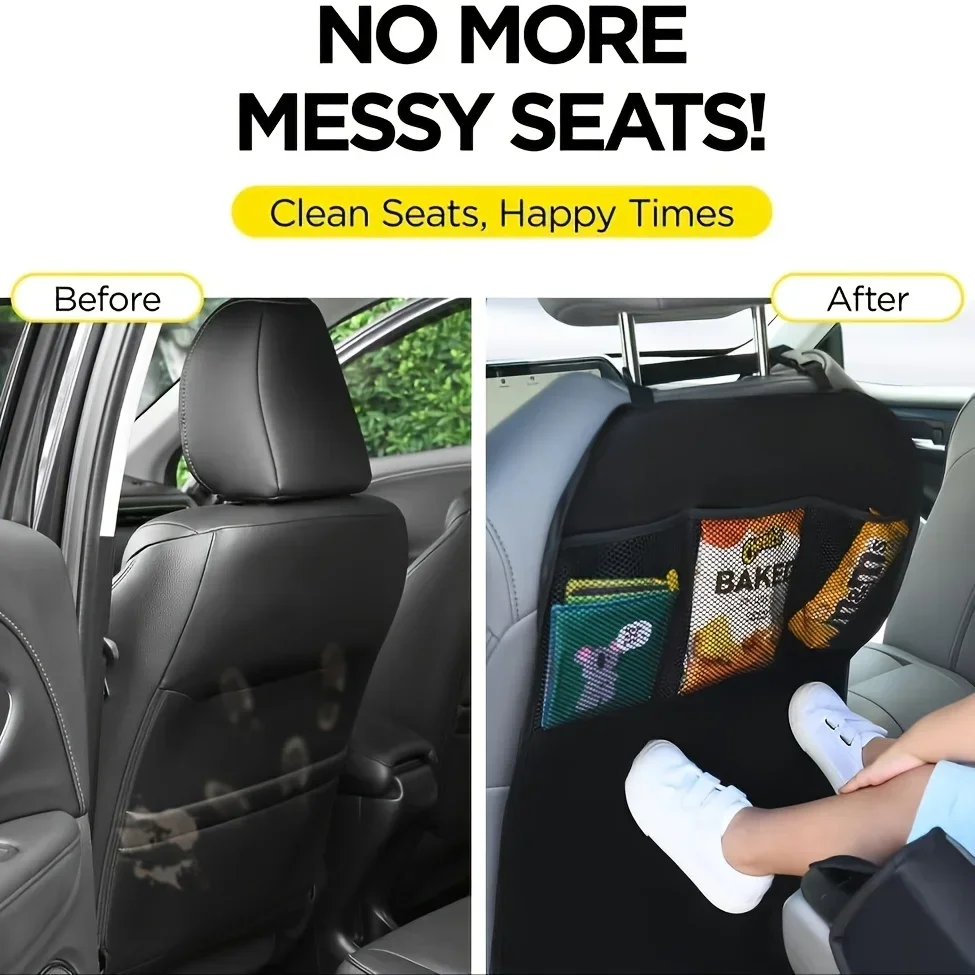 Car Back Seat Cover and Waterproof Kick Mats with 3 Pockets Car Back Seat Cover and Waterproof Kick Mats with 3 Pockets