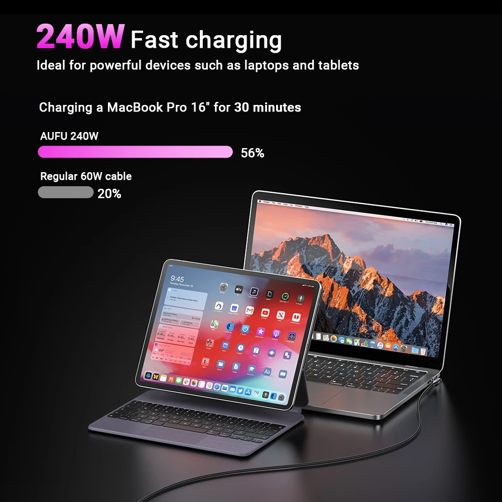 Cable Charger iPhone: 240W Magnetic Fast Charging and USB-C