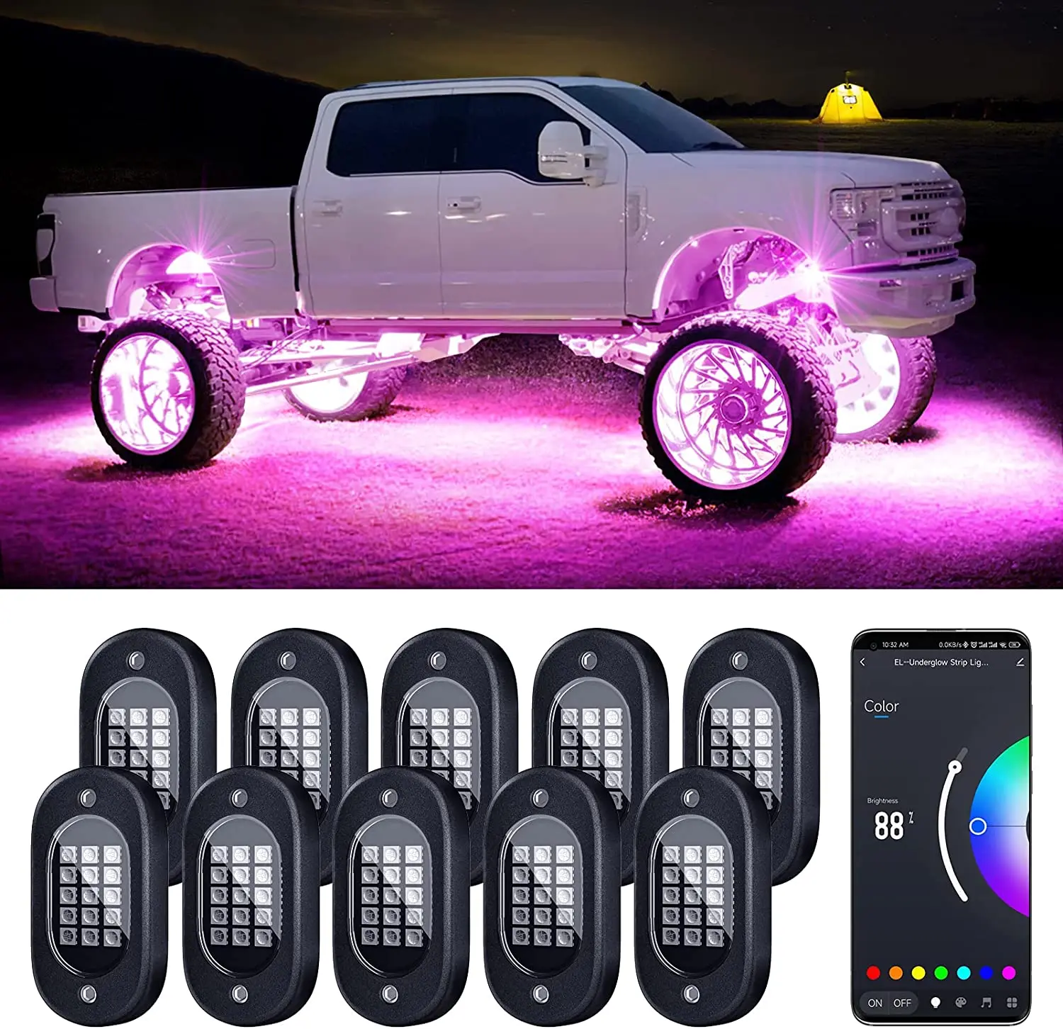 LED Rock Lights: ShopForUrAuto RGB and App Control Kit LED Rock Lights: ShopForUrAuto RGB and App Control Kit