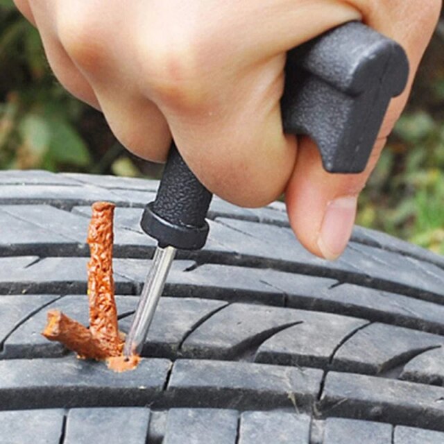 Tire Patch Kit Tubeless Rubber Strings Glue Puncture Tool