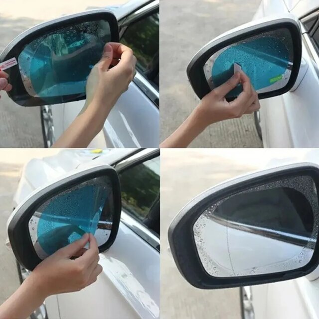 Car Anti Fog Rear Mirror Sticker 2 Pcs Rainproof Clear Film