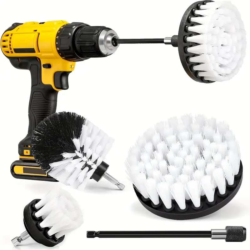 Drill brush set with nylon bristles for automotive detailing