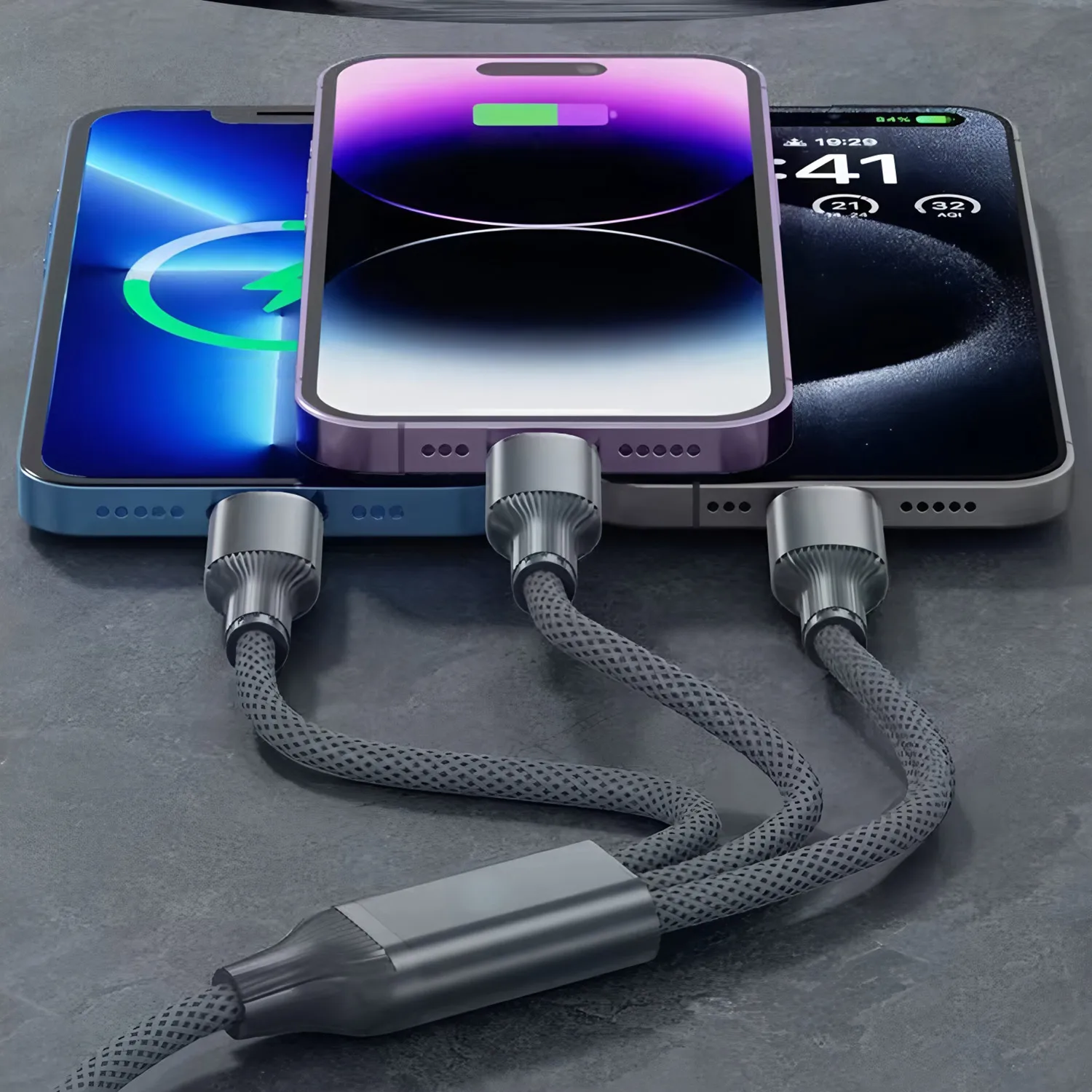 Magnetic USB Charger with rotating connector shown near a vehicle dashboard