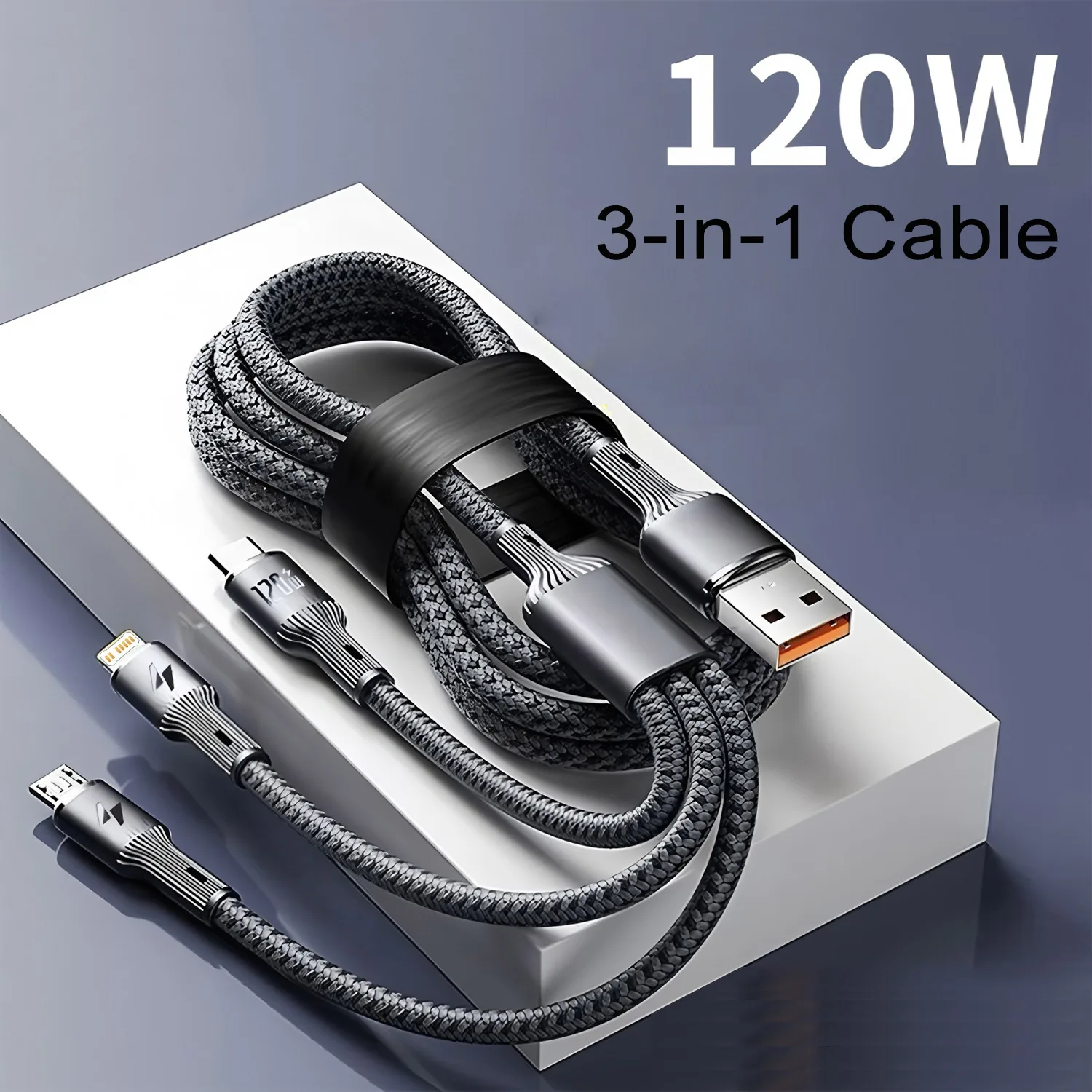 USB Charger cable with magnetic connector and rotating adapter