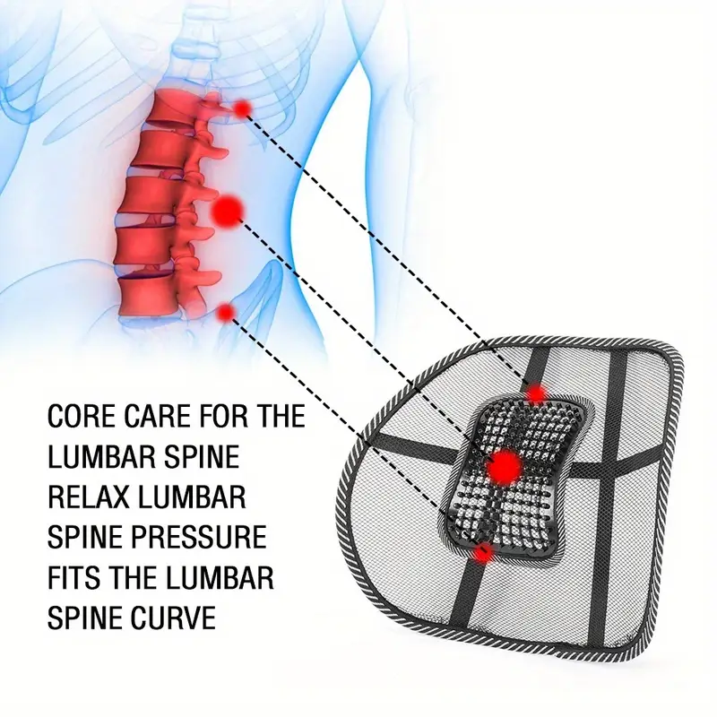 Lumbar Support for Car Mesh Detail Close-up of mesh texture and support structure on the back pillow