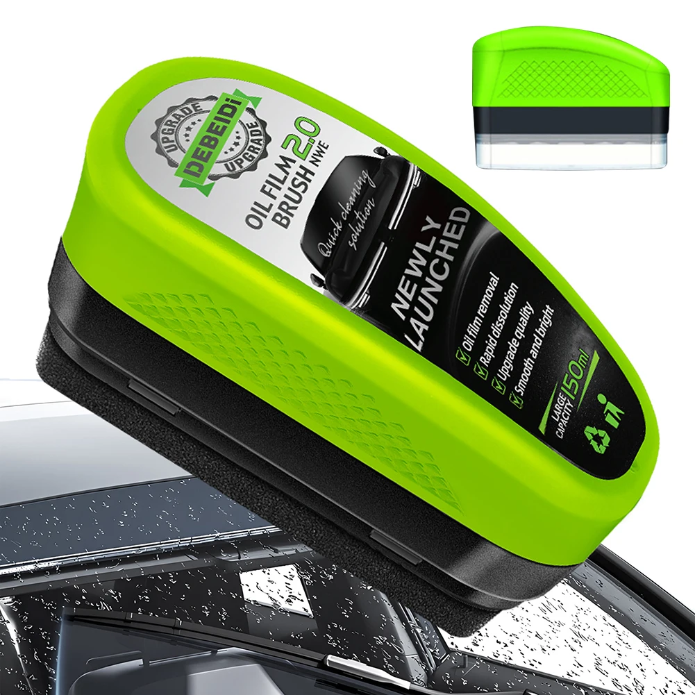 Scratch-Free Sponge Brush – Glass Cleaner Ergonomic sponge brush cleaning a car windshield corner