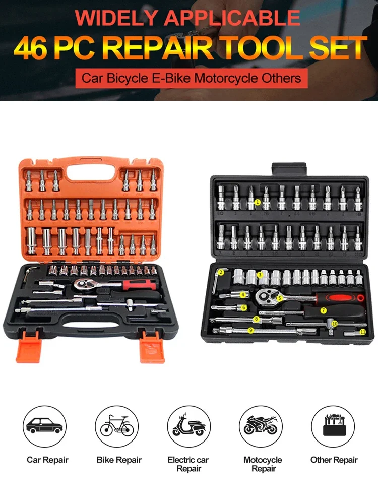 Mechanic Tool Set: ShopForUrAuto 53-Pc 1/4-Inch Socket Set