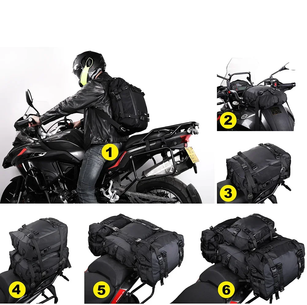 Close up of waterproof leather-like fabric on motorcycle bag