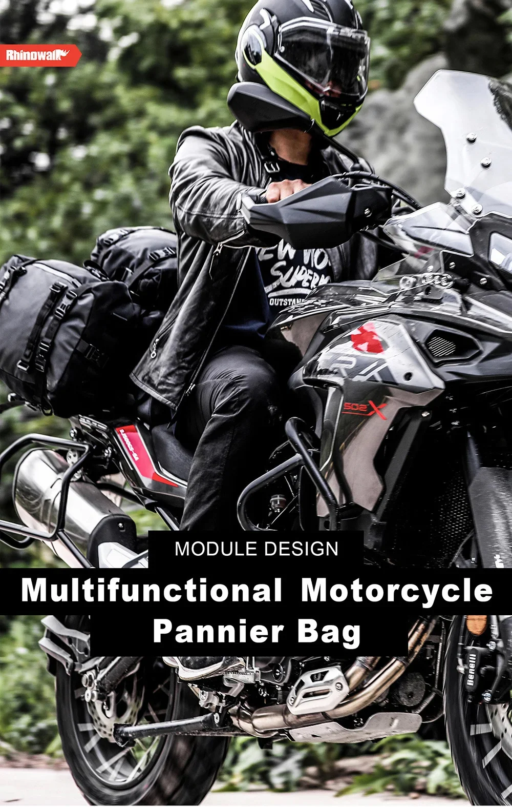 Waterproof motorcycle bag with 4-in-1 versatile design for touring