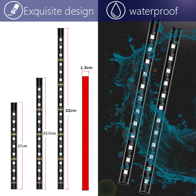 Smart Bluetooth Control Close up of the RGB LED strip colors and remote control