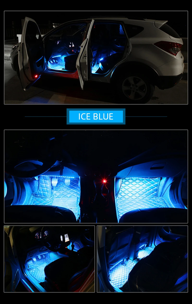 Waterproof Dashboard Strip Waterproof LED car light strip installed on a car dashboard