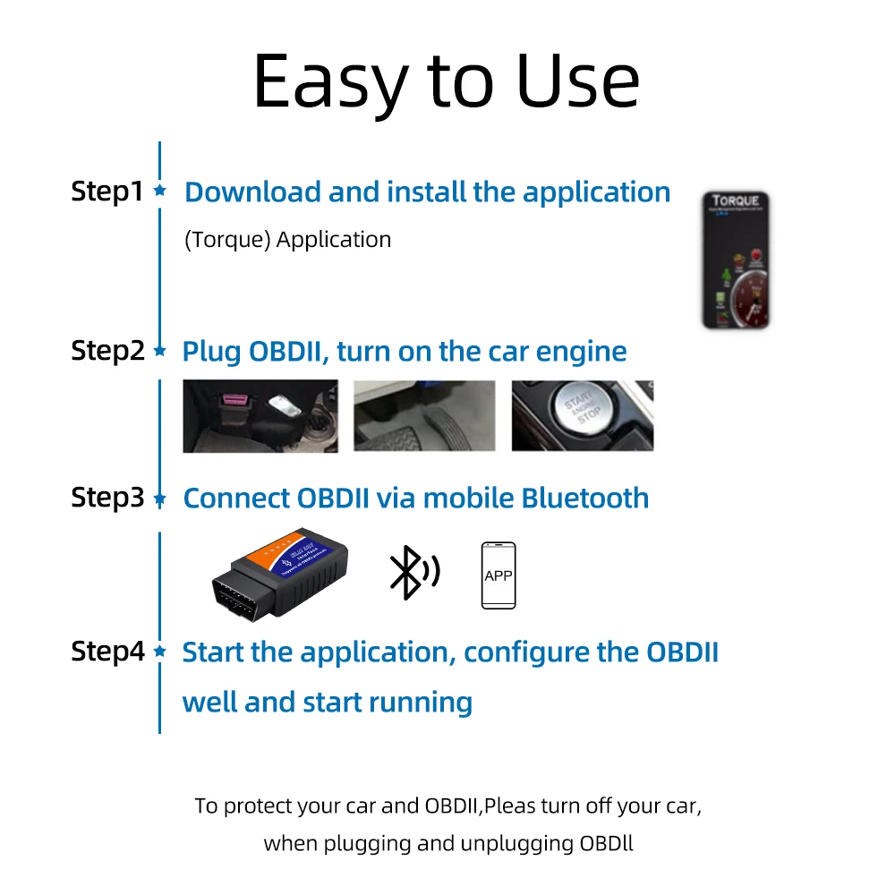 OBD2 Bluetooth Diagnostic Scanner plugged into a vehicle port
