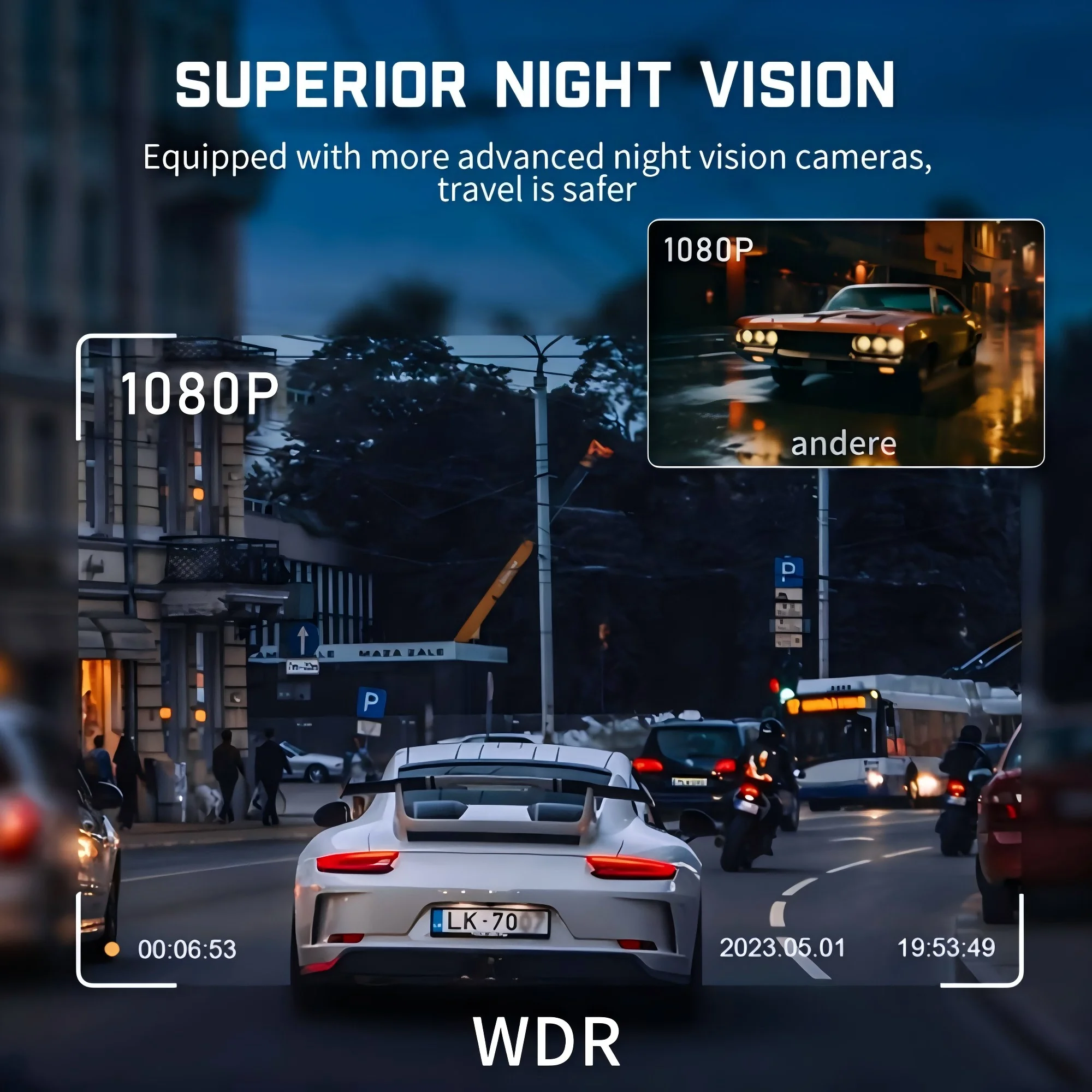 Backup Camera for Truck 170 Degree Wide Angle Lens Backup camera for truck with a 170-degree wide-angle dash cam lens