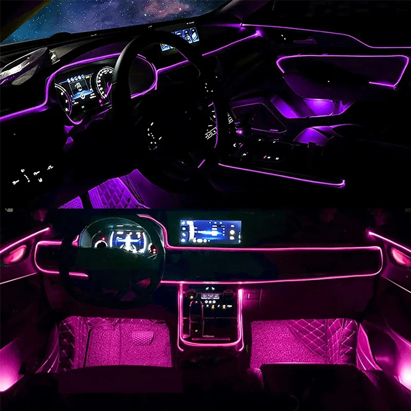 Flexible LED Light Strips for Cars installed in a vehicle interior