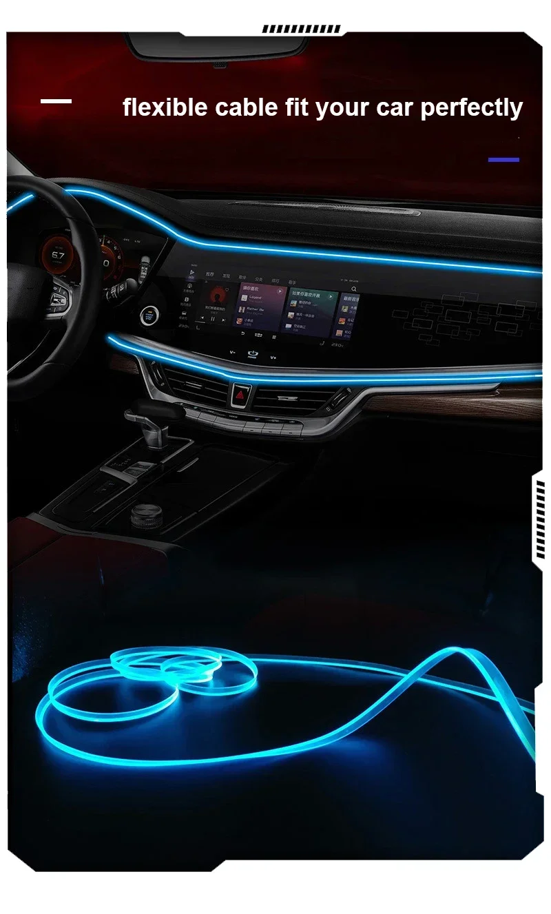 Complete LED Light Strips for Cars kit with charger and remote