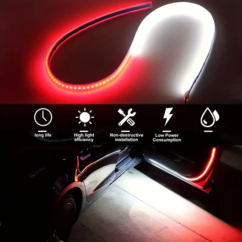 Complete Door Safety Kit Complete LED Stripes for Cars kit installed on a vehicle door