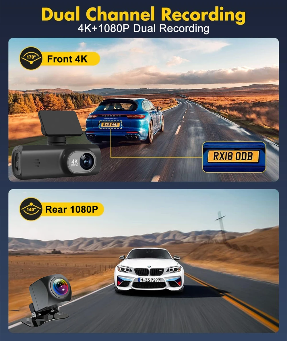 Dual Channel Installation View Car Cameras with Night Vision installed showing setup