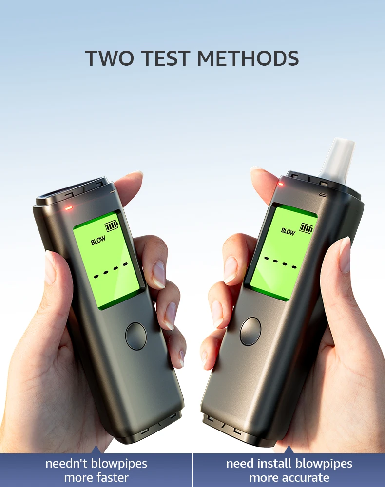 Alcohol tester portable rechargeable breathalyzer device with smart dual modes