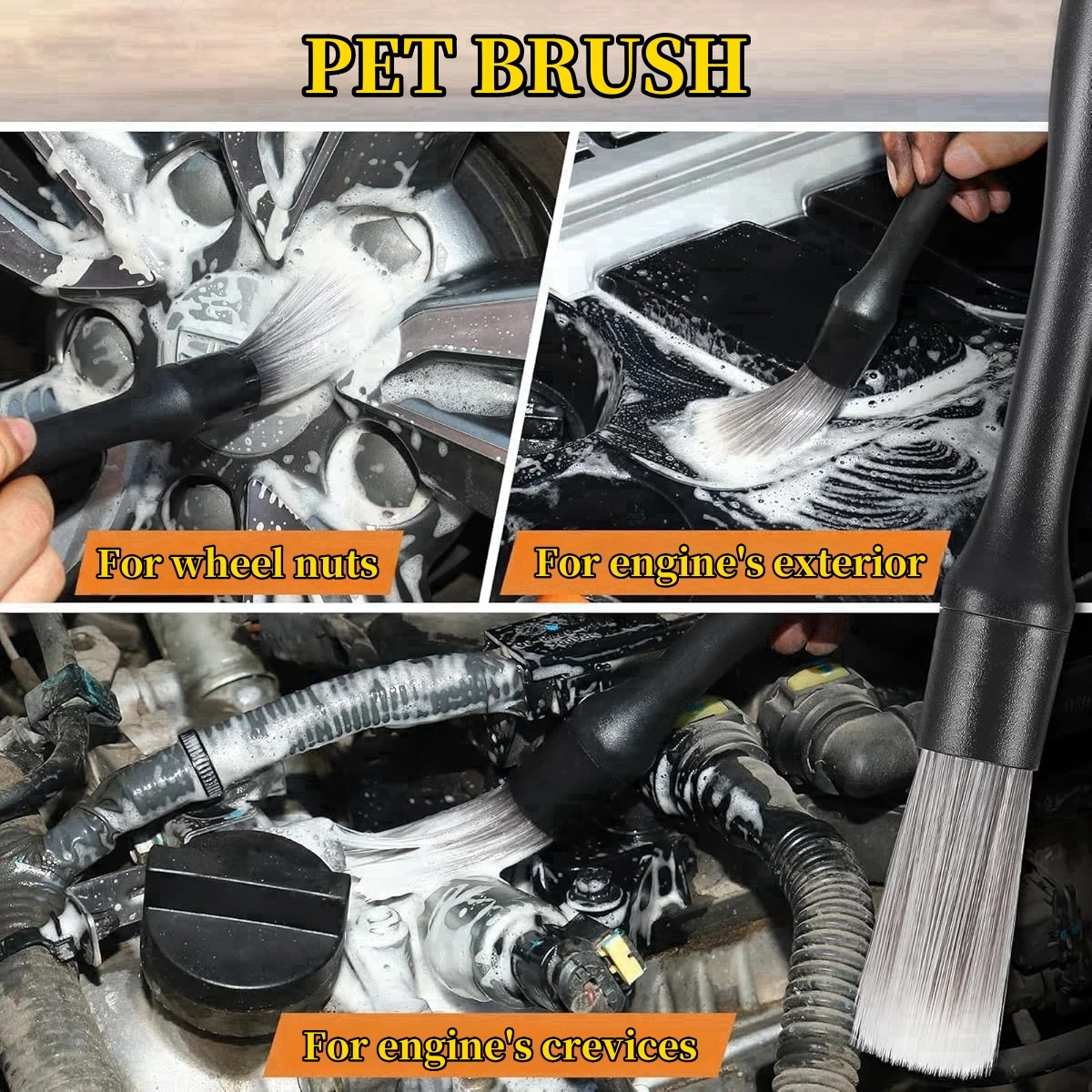 Detailing Brushes | 5-Piece Interior and Exterior Set 2 Detailing Brushes handle detail for controlled car cleaning