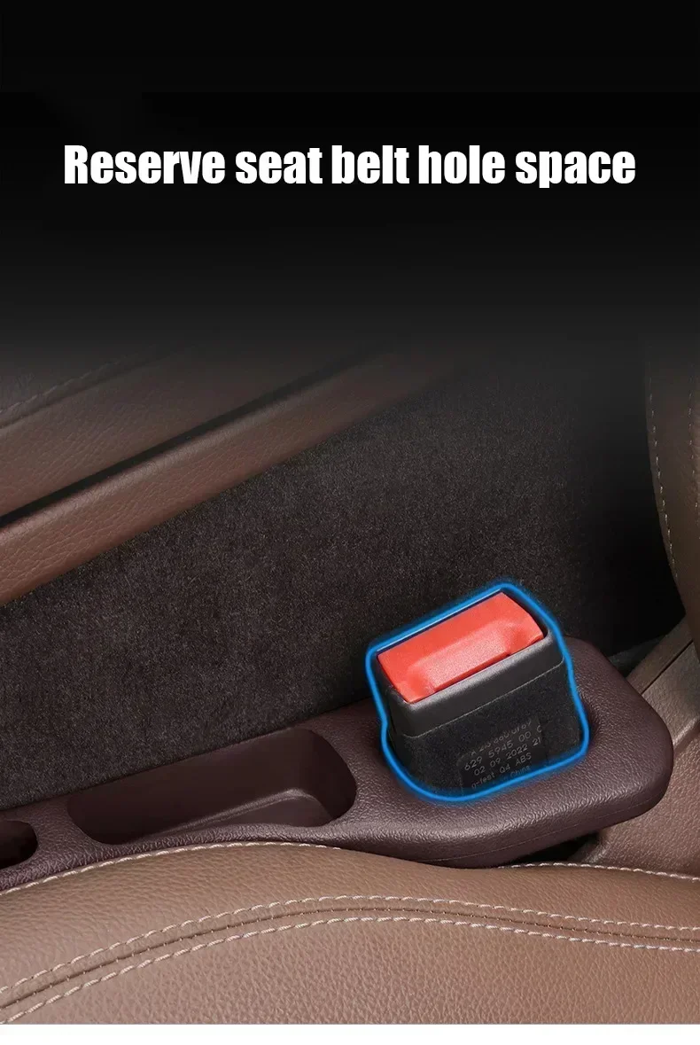 Built-in storage pocket on seat gap filler holding coins and keys