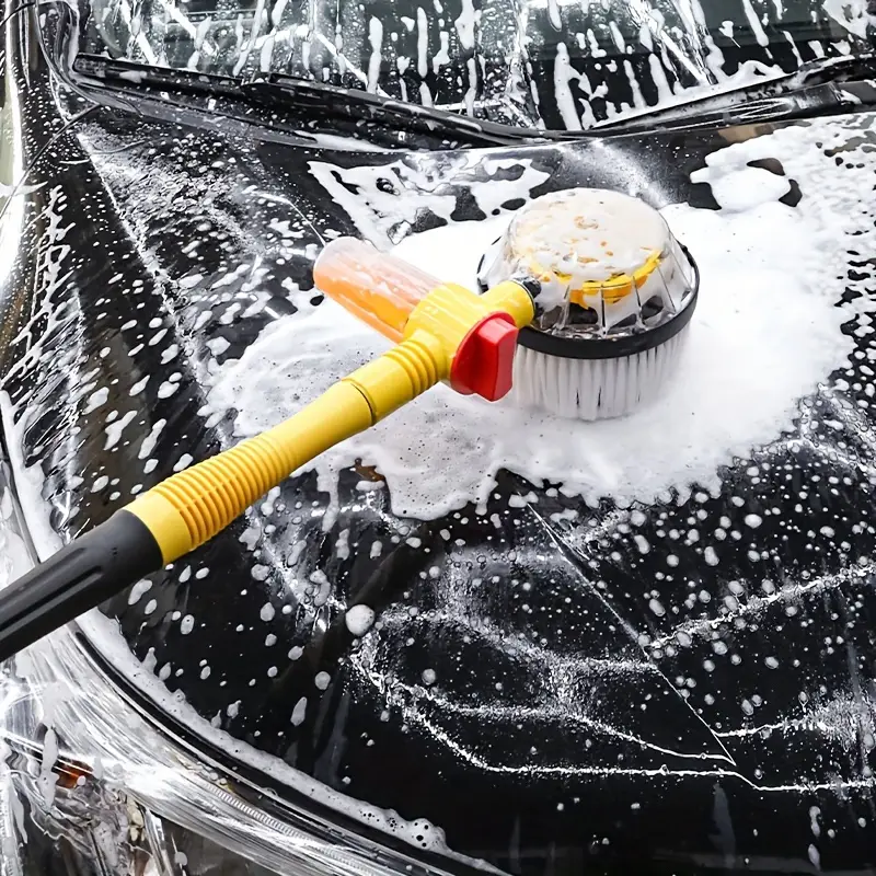 Car washing brush with soft microfiber chenille bristles and long extendable handle
