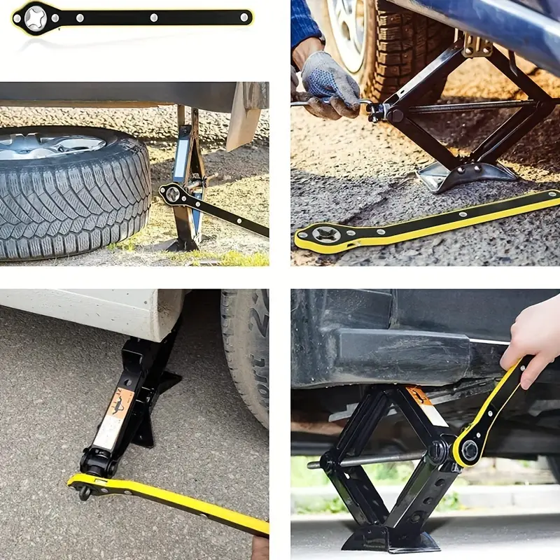 Universal Jack Ratchet Wrench being used to operate a scissor jack