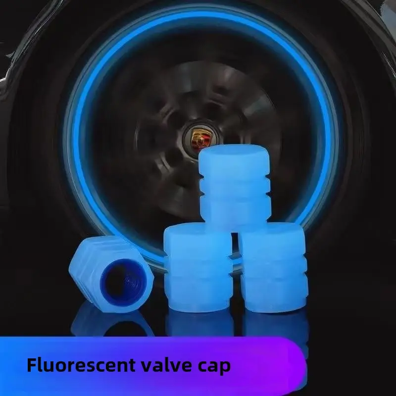 Glow in the Dark Tire Covers Valve Caps glowing in the dark