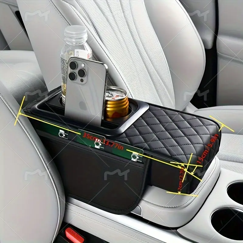 Comfort and Storage Detail Close-up of soft padding and storage features on the center console pad