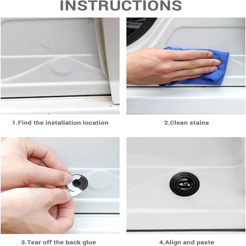 Pack of universal car door shock absorber silicone pads for noise reduction and paint protection