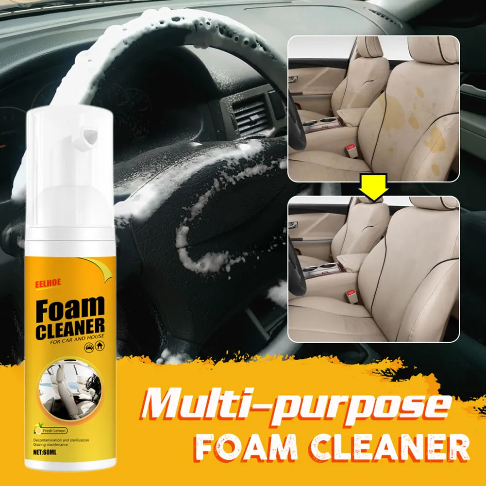 Concentrated foam cleaner clinging to car surface