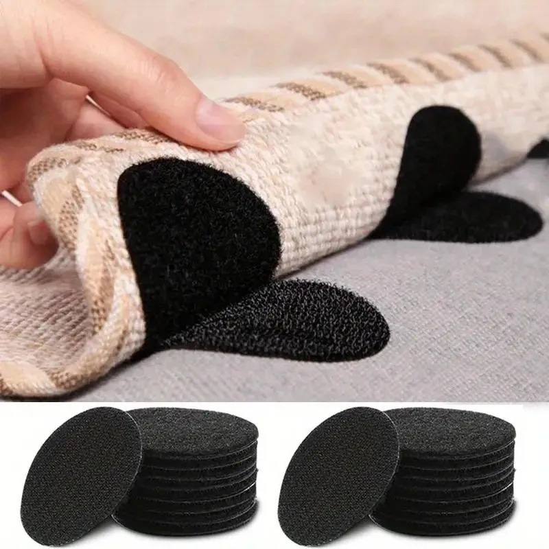 Hook loop tape installed securing a car floor mat in vehicle interior