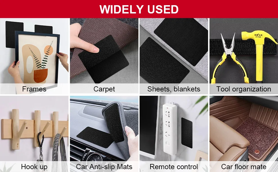Hook loop tape versatile sticky strips kit for DIY crafts and automotive use