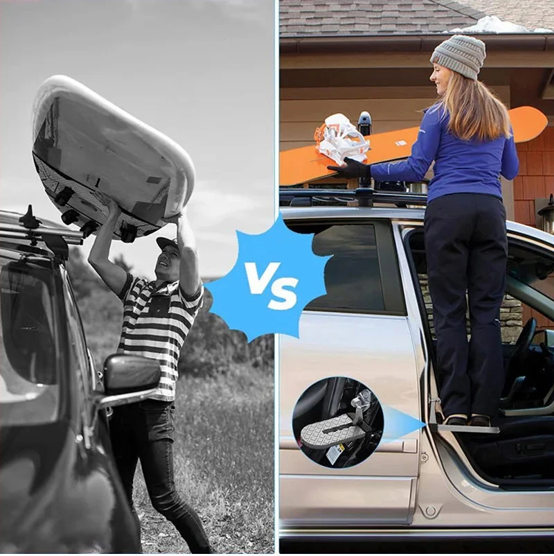 Car Door Step: Foldable Latch Hook for Easy Roof Rack Access Car Door Step: Foldable Latch Hook for Easy Roof Rack Access