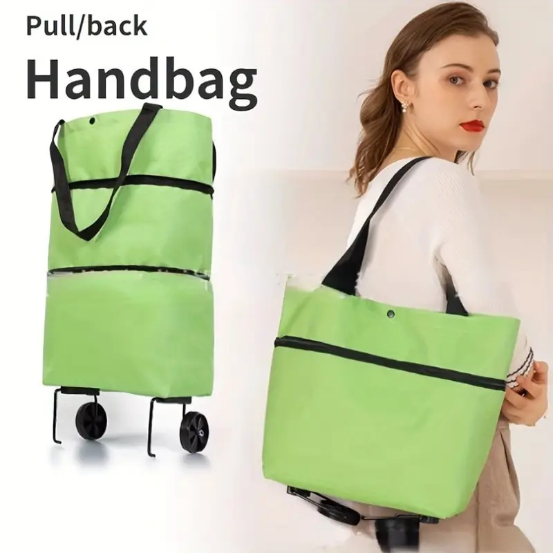 Folding shopping cart fully expanded for mobile cargo transport