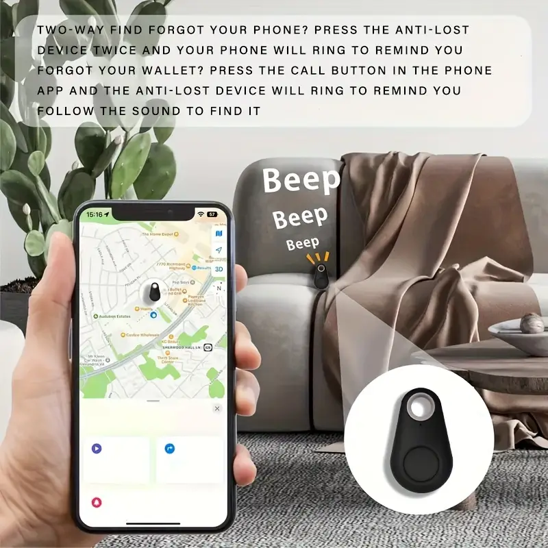 Bluetooth tracker attached to car keys for easy finding