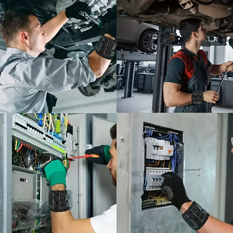 Built-in Magnet Power Built-in magnet holding metal screws and nails securely on the wristband