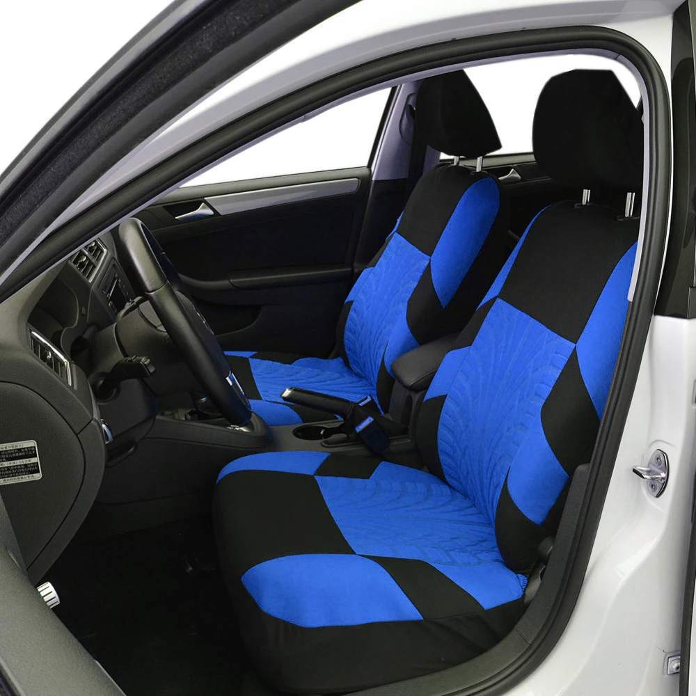Close view of tire track pattern on universal car seat covers
