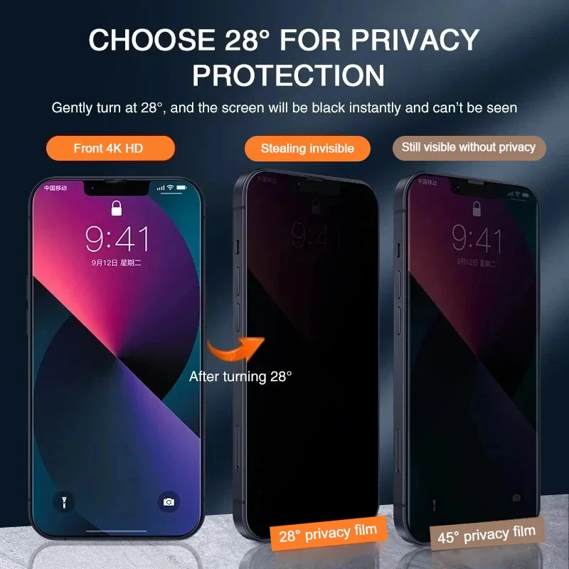 9H tempered glass texture on privacy screen protector