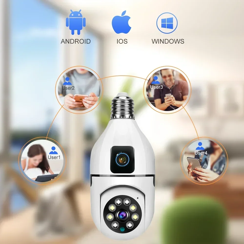Security cameras 360 8MP dual-lens smart surveillance bulb installed in light socket