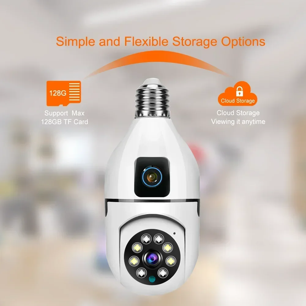 PTZ rotation base on security cameras 360 smart surveillance bulb