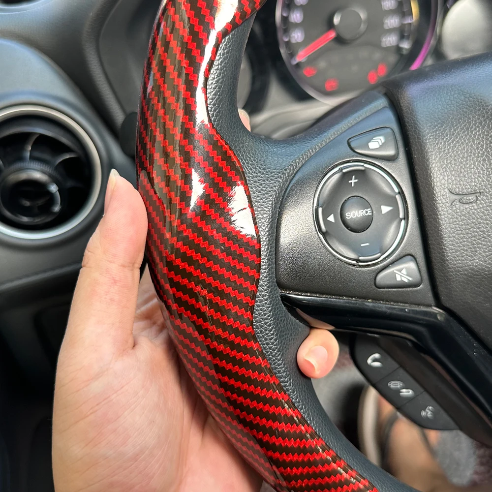 Non-Slip Grip Detail Close up of the non-slip plush fabric on the steering wheel wrap