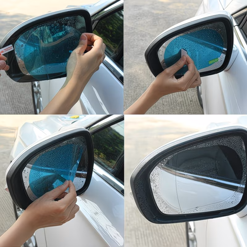 Car Anti Fog Rear Mirror Sticker 2 Pcs Rainproof Clear Film Car Anti Fog Rear Mirror Sticker 2 Pcs Rainproof Clear Film