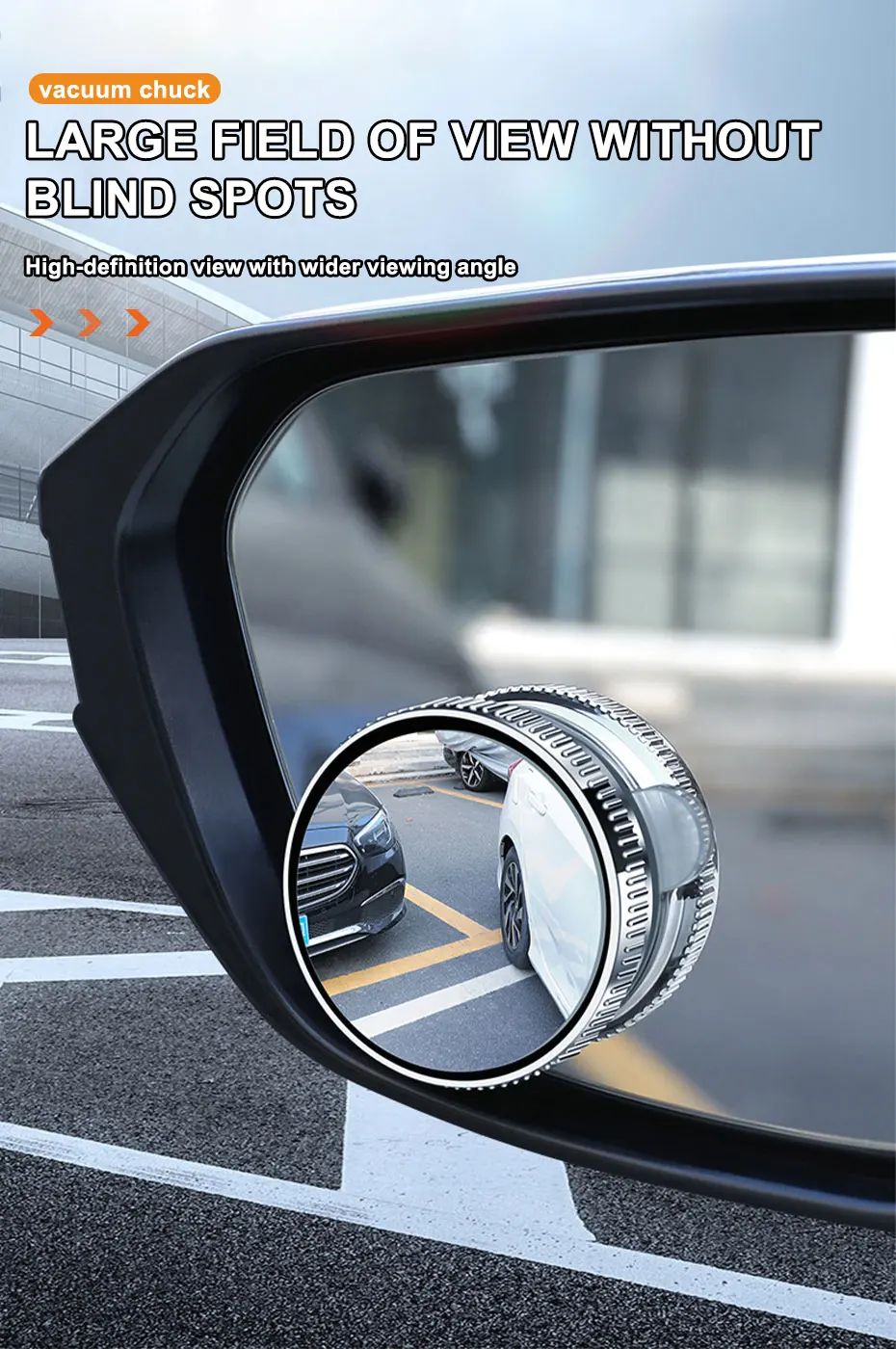 Blind spot mirror for car with HD convex glass and 360-degree adjustable base