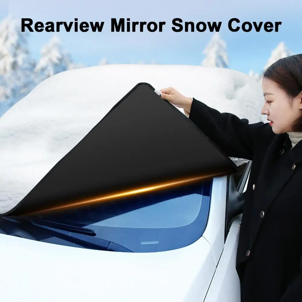 Side flap and elastic security system on car windshield cover for winter protection