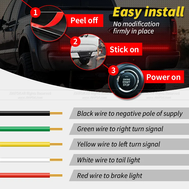 Universal Truck Fitment LED tailgate light bar installed on a pickup truck