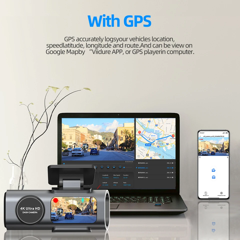Dash Cam for Trucks - Premium Night Vision and Fleet Kit!! 2 Dash Cam for Trucks installed behind a vehicle windshield in a discreet mounting position