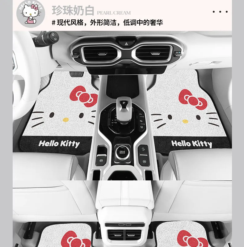 Easy to Clean Design Hello Kitty car mats being cleaned with high pressure water